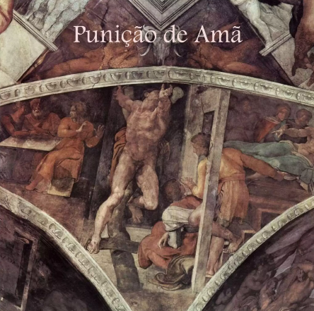 Famoso afresco renascentista intitulado "Punição de Amã". Este afresco faz parte do trabalho de Michelangelo no teto da Capela Sistina, representando a história bíblica de Amã, que foi executado por tramar a destruição dos judeus no Livro de Ester. A cena ilustra a punição de Amã, simbolizando a justiça e o triunfo da retidão.